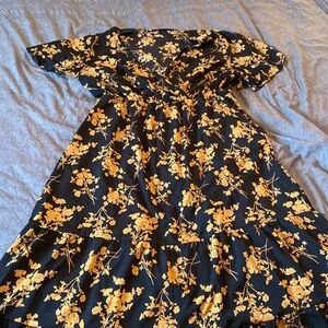 Shein black and gold floral dress